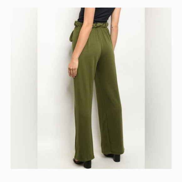 Wild Luxe paper bag waist wide leg palazzo lounge pants size large - Picture 2 of 3